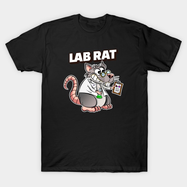 Lab Rat Funny Cartoon Art T-Shirt by Samuel John